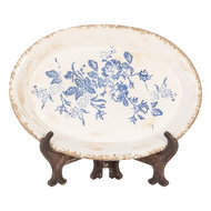 Clayre & Eef | Decoratie Bord Beige Blauw 25x18x3 cm | 6CE2020