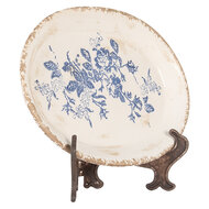 Clayre & Eef | Decoratie Bord Beige Blauw 25x18x3 cm | 6CE2020
