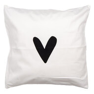 Clayre & Eef | Kussenhoes Wit Zwart 45x45 cm | BHS24-3
