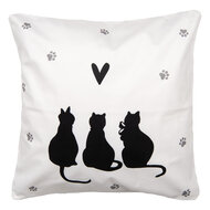 Clayre & Eef | Kussenhoes Wit Zwart 45x45 cm | PWS21
