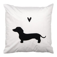 Clayre & Eef | Kussenhoes Wit Zwart 45x45 cm | PWS22