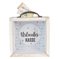 Clayre & Eef | Spaarpot Wit Bruin 15x8x18 cm | 65878
