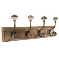Clayre & Eef | Wandkapstok 4 haken Bruin 45x11x18 cm | 6H2393
