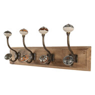 Clayre & Eef | Wandkapstok 4 haken Bruin 45x11x18 cm | 6H2393