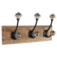 Clayre & Eef | Wandkapstok 3 haken Bruin 31x10x16 cm | 6H2394
