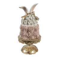 Clayre & Eef | Decoratie taart Wit Roze Goudkleurig ø 17x35 cm | 6PR5228
