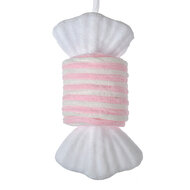 Clayre & Eef | Kerstdecoratie Hanger Snoepje Wit Roze 11x8x20 cm | 66111P