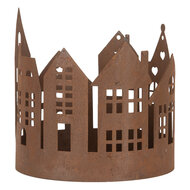 Clayre & Eef | Decoratie Huisjes (set van 3) Bruin ø 15x15 / ø 11x12 / ø 10x10 cm | 6Y5784