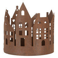 Clayre & Eef | Decoratie Huisjes (set van 3) Bruin ø 15x15 / ø 11x12 / ø 10x10 cm | 6Y5784
