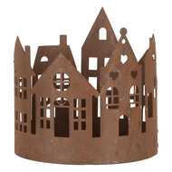 Clayre & Eef | Decoratie Huisjes (set van 3) Bruin ø 15x15 / ø 11x12 / ø 10x10 cm | 6Y5784