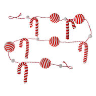 Clayre & Eef | Decoratie slinger Kerst Rood Wit 170x6x6 cm | 66113