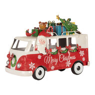 Clayre &amp; Eef | Decoratie Bus met LED Rood Wit 31x15x21 cm / 2xAA | 6Y5855