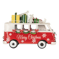 Clayre &amp; Eef | Decoratie Bus met LED Rood Wit 31x15x21 cm / 2xAA | 6Y5855