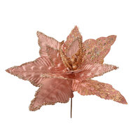 Clayre & Eef | Kerstdecoratie Bloem Roze Goudkleurig ø 44x58 cm | 66123