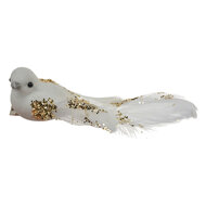 Clayre & Eef | Decoratie Vogel (Set van 2) Wit Goudkleurig 15x8x5 cm | 66145