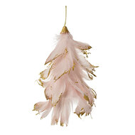 Clayre & Eef | Decoratie hanger Bloem Roze Goudkleurig 11x7x14 cm | 66146P