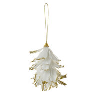 Clayre & Eef | Decoratie hanger Bloem Wit Goudkleurig 11x7x14 cm | 66146W