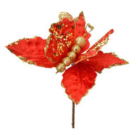 Clayre & Eef | Kerstdecoratie Vlinder Rood Goudkleurig 20x4x25 cm | 66162