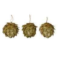 Clayre & Eef | Kerstdecoratie Bloem (set 3) Goudkleurig ø 8x8 cm | 66172GO