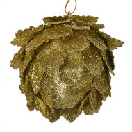 Clayre & Eef | Kerstdecoratie Bloem (set 3) Goudkleurig ø 8x8 cm | 66172GO