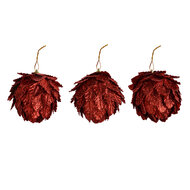 Clayre & Eef | Kerstdecoratie Bloem (set 3) Rood ø 8x8 cm | 66172R