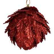 Clayre & Eef | Kerstdecoratie Bloem (set 3) Rood ø 8x8 cm | 66172R