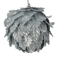 Clayre & Eef | Kerstdecoratie Bloem (set 3) Zilverkleurig ø 8x8 cm | 66172ZI