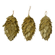 Clayre & Eef | Kerstdecoratie Bloem (set 3) Goudkleurig ø 7x13 cm | 66173GO