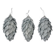 Clayre & Eef | Kerstdecoratie Bloem (set 3) Zilverkleurig ø 7x13 cm | 66173ZI