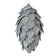 Clayre & Eef | Kerstdecoratie Bloem (set 3) Zilverkleurig ø 7x13 cm | 66173ZI