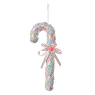 Clayre & Eef | Decoratie hanger Zuurstok Wit Roze 10x3x26 cm | 66182
