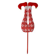 Clayre & Eef | Decoratie Kerst Elfenbenen Rood Wit 19x4x50 cm | 66193