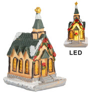 Clayre & Eef | Decoratie Huisje met LED Oranje Groen 6x5x9 cm | 6PR5736