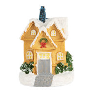 Clayre & Eef | Decoratie Huisje met Led Geel Wit ø 6x9 cm | 6PR5738