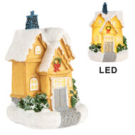 Clayre & Eef | Decoratie Huisje met Led Geel Wit ø 6x9 cm | 6PR5738