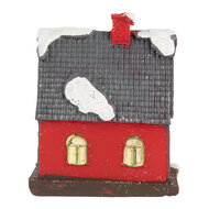 Clayre & Eef | Decoratie Huisje met LED Rood Grijs 6x5x7 cm | 6PR5739
