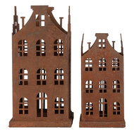 Clayre & Eef | Decoratie Huis (set van 2) Bruin 11x11x21 / 8x8x16 cm | 6Y5775