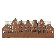 Clayre & Eef | Theelichthouder Kerst Huisjes Bruin 30x9x11 cm | 6Y5783