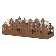Clayre & Eef | Theelichthouder Kerst Huisjes Bruin 30x9x11 cm | 6Y5783