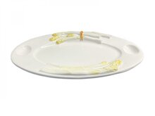 Ovale schaal asperges wit geel met 2 eigaten 36 x 26 cm | AL015 | Piccobella