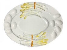 Ovale schaal asperges wit geel met 2 eigaten 36 x 26 cm | AL015 | Piccobella