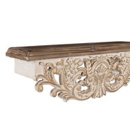 Clayre & Eef | Wandrek Wit Bruin (set van 2) 70x18x22 / 60x14x19 cm | 5H0713