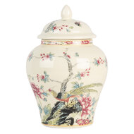 Clayre & Eef | Decoratie pot met deksel Beige Roze ø 12x18 cm | 6CE2141