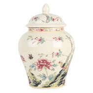Clayre & Eef | Decoratie pot met deksel Beige Roze ø 12x18 cm | 6CE2141