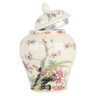 Clayre & Eef | Decoratie pot met deksel Beige Roze ø 12x18 cm | 6CE2141