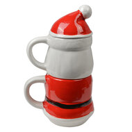 Clayre & Eef | Mok met deksel Wit Rood 13x9x22 cm / 300 ml / 375 ml | 6CEMU0194