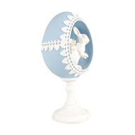 Clayre & Eef | Decoratie Beeld Ei Blauw Wit 11x9x21 cm | 6PR5146