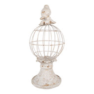 Clayre & Eef | Decoratie beeld Vogel Grijs Ø 20x44 cm | 6PR5151