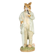 Clayre & Eef | Decoratie Beeld Konijn Beige Groen 15x12x33 cm | 6PR5448