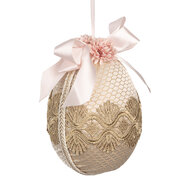 Clayre & Eef | Decoratie Hanger Ei Beige Roze ø 11x14 cm | 65918